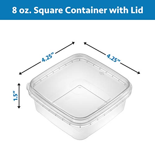 8-oz. Square Clear Deli Containers with Lids | Stackable, Tamper-Proof BPA-Free Food Storage Containers | Recyclable Space Saver Airtight Container for Kitchen Storage, Meal Prep, Take Out | 20 Pack | The Storepaperoomates Retail Market - Fast Affordable Shopping