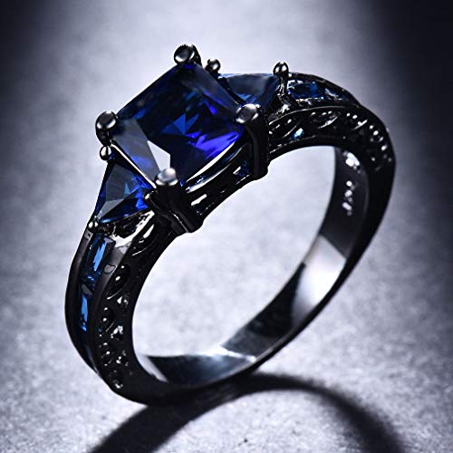 iGEM (Blue) 10 Colors Princess Cut Sapphire Wedding Band Ring Black Gold Jewelry Size 5-11 (5) | The Storepaperoomates Retail Market - Fast Affordable Shopping