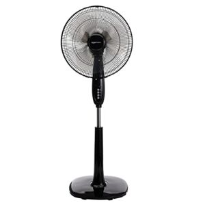 Amazon Basics Oscillating Dual Blade Standing Pedestal Fan with Remote – 16-Inch, Black