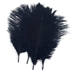 Shekyeon Black 10-12inch 25-30cm Ostrich Feather Home Decoration DIY Craft Pack of 10