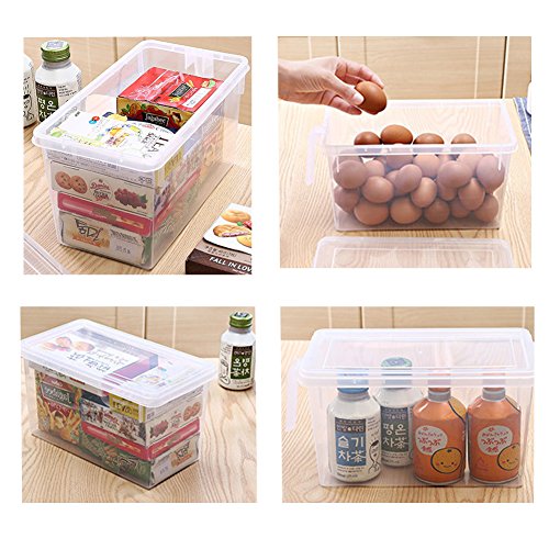 MineDecor Plastic Storage Containers Square Food Storage Organizer Stackable Refrigerator Organizer Handle Kitchen Containers with Lids for Fruits Vegetables Meat Egg (Set of 4) | The Storepaperoomates Retail Market - Fast Affordable Shopping