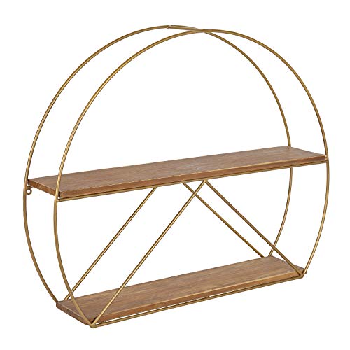 Kate and Laurel Delmar Mid-Century Modern Wall Shelf, 26″ x 21″, Brown and Gold, Glamorous Geometric Wall Decor | The Storepaperoomates Retail Market - Fast Affordable Shopping