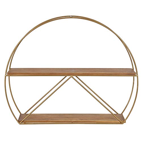 Kate and Laurel Delmar Mid-Century Modern Wall Shelf, 26″ x 21″, Brown and Gold, Glamorous Geometric Wall Decor | The Storepaperoomates Retail Market - Fast Affordable Shopping