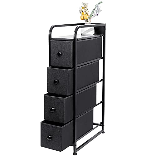 REAHOME 4 Drawer Narrow Dresser Storage 4 Tier Organizer Tower Unit Vertical Sturdy Steel Frame Removable Wooden Top for Bedroom Closets Hallway Entryway Laundry Room YLZ4B3… | The Storepaperoomates Retail Market - Fast Affordable Shopping