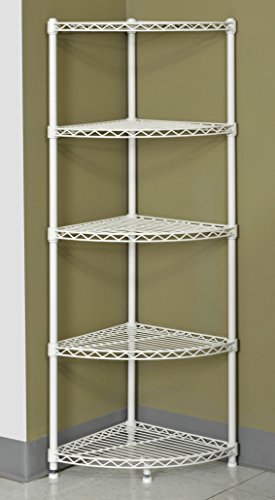 Muscle Rack WSCR141447 5-Shelf Steel Wire Corner Shelving Unit, 14″ Width, 47″ Height, 14″ Depth , White | The Storepaperoomates Retail Market - Fast Affordable Shopping