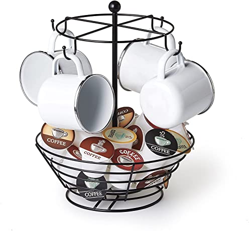 Nifty Coffee Pod & Mug Carousel – Holds 4 Cups, Capsule Storage, Spins 360-Degrees, Lazy Susan Platform, Modern Black Steel, Home or Office Kitchen Counter Organizer | The Storepaperoomates Retail Market - Fast Affordable Shopping
