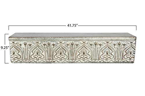 Creative Co-Op White & Grey Decorative Metal Wall Shelf, Zinc | The Storepaperoomates Retail Market - Fast Affordable Shopping