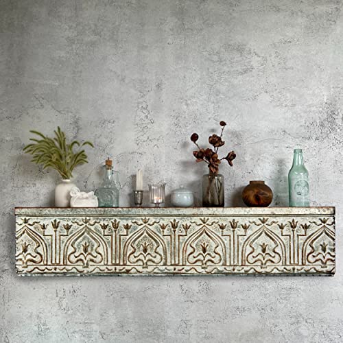 Creative Co-Op White & Grey Decorative Metal Wall Shelf, Zinc | The Storepaperoomates Retail Market - Fast Affordable Shopping