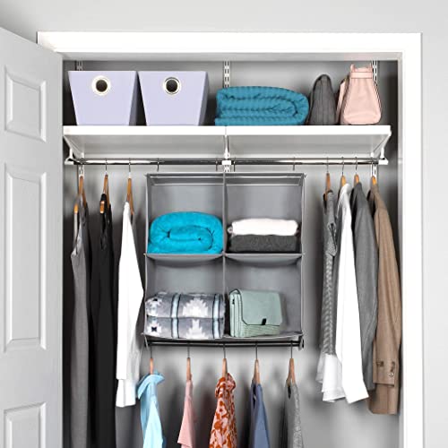 Hanging Closet Organizers with 4 Shelves – Closet Storage and RV Closet Organizer – Grey with Black Metal Rod – 24” W x 12” D x 29-1/2” H – Perfect for College Dorms | The Storepaperoomates Retail Market - Fast Affordable Shopping