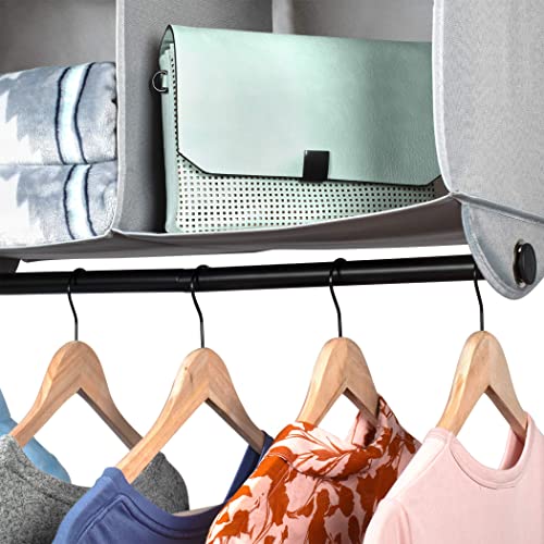 Hanging Closet Organizers with 4 Shelves – Closet Storage and RV Closet Organizer – Grey with Black Metal Rod – 24” W x 12” D x 29-1/2” H – Perfect for College Dorms | The Storepaperoomates Retail Market - Fast Affordable Shopping