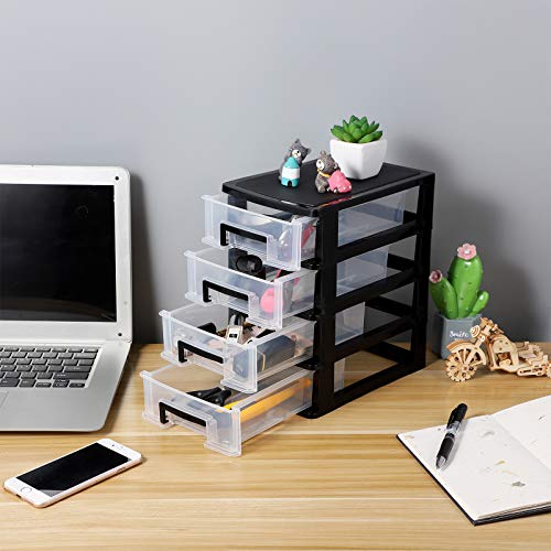 BESPORTBLE Drawer Storage Four Layer Plastic Drawer Organizer Shelf Storage Rack Storage Box for Office Bedroom Home (Black and Transparent) | The Storepaperoomates Retail Market - Fast Affordable Shopping