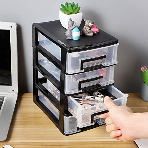 BESPORTBLE Drawer Storage Four Layer Plastic Drawer Organizer Shelf Storage Rack Storage Box for Office Bedroom Home (Black and Transparent) | The Storepaperoomates Retail Market - Fast Affordable Shopping