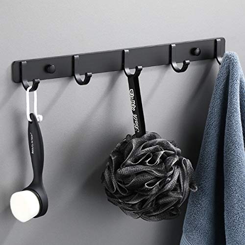 LEMONIDEA Wall Mounted Hook Rack 5 Haning Hooks Entryway Kitchen Bathroom Storage Organizer Hanger for Coat Bag Hat 15×1.8×1.5″ Set of 2 | The Storepaperoomates Retail Market - Fast Affordable Shopping