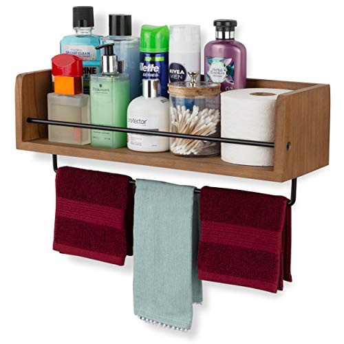 Rustic State William Wall Mount Wood Floating Shelf with Rail & Towel Bar for Kitchen Bathroom Bedroom Nursery Laundry Living Room Décor Storage – Spice Rack Display – 22.25 Inch – Walnut | The Storepaperoomates Retail Market - Fast Affordable Shopping
