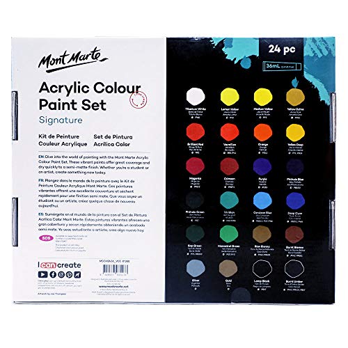 Mont Marte Acrylic Paint Set 24 Colours 36ml, Perfect for Canvas, Wood, Fabric, Leather, Cardboard, Paper, MDF and Crafts | The Storepaperoomates Retail Market - Fast Affordable Shopping