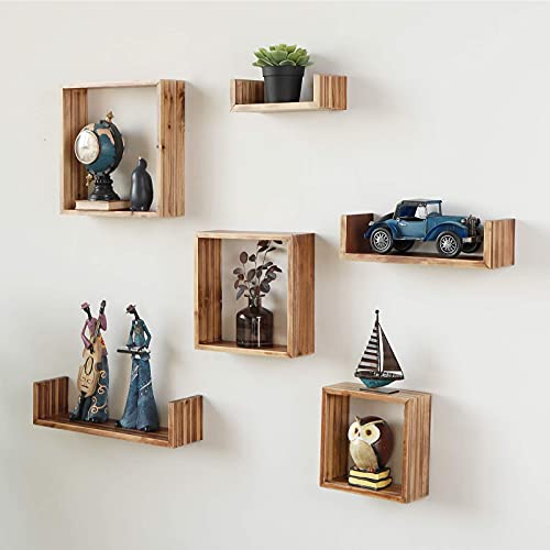 WELLAND 3 Cube Floating Shelves, Rustic Wall Display Shelf with Espresso Finish | The Storepaperoomates Retail Market - Fast Affordable Shopping