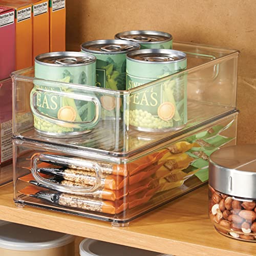 mDesign Plastic Kitchen Pantry Cabinet, Refrigerator or Freezer Food Storage Bins with Handles – Organizer for Fruit, Yogurt, Snacks, Pasta – Food Safe, BPA Free, 10” Long – 4 Pack, Clear | The Storepaperoomates Retail Market - Fast Affordable Shopping