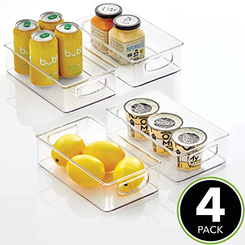 mDesign Plastic Kitchen Pantry Cabinet, Refrigerator or Freezer Food Storage Bins with Handles – Organizer for Fruit, Yogurt, Snacks, Pasta – Food Safe, BPA Free, 10” Long – 4 Pack, Clear | The Storepaperoomates Retail Market - Fast Affordable Shopping