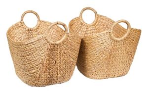 BIRDROCK HOME Water Hyacinth Laundry Baskets (Natural) – Two Baskets Included – Hand Woven