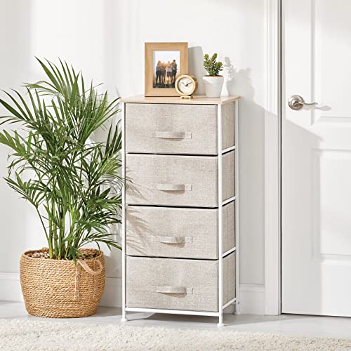 mDesign Steel Frame/Wood Top Standing Sturdy Storage Dresser Organizer Unit w/ 4 Removable Fabric Cube Drawers/Handles for Living Room, Hallway, Entryway, Kid Bedroom, Nursery Organization – Linen/Tan | The Storepaperoomates Retail Market - Fast Affordable Shopping