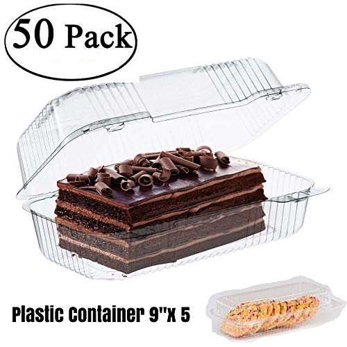 The Bakers Pantry cake roll container Clear Hinged Lid disposable 9″x 5 great for Loaf Deep Cookies plastic containers disposable donut cookie sandwich clamshell containers for food (Pack of 50) | The Storepaperoomates Retail Market - Fast Affordable Shopping
