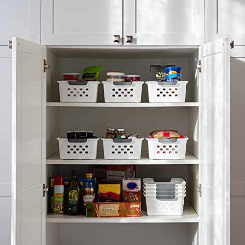IRIS USA OSB Plastic Storage Shelf Basket/Pantry Bins-Household Organizers with Handles for -Kitchen, Countertops, Cabinets, Bedrooms, and -Bathrooms, Small (12PC), White, 12 Pack | The Storepaperoomates Retail Market - Fast Affordable Shopping