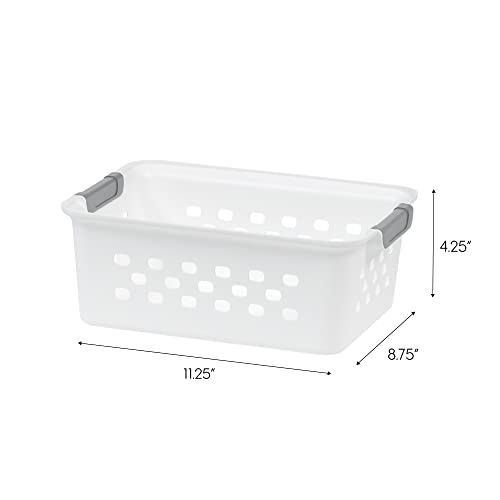 IRIS USA OSB Plastic Storage Shelf Basket/Pantry Bins-Household Organizers with Handles for -Kitchen, Countertops, Cabinets, Bedrooms, and -Bathrooms, Small (12PC), White, 12 Pack | The Storepaperoomates Retail Market - Fast Affordable Shopping