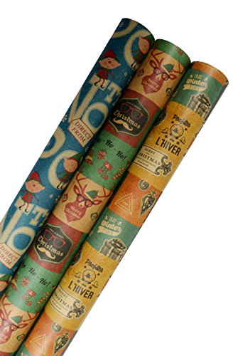 K-Kraft Vintage Prints CHRISTMAS KRAFT WRAPPING PAPER (30 inches x 180 inches per roll = 112.5 square feet) | The Storepaperoomates Retail Market - Fast Affordable Shopping