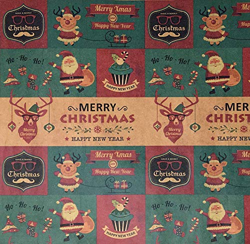 K-Kraft Vintage Prints CHRISTMAS KRAFT WRAPPING PAPER (30 inches x 180 inches per roll = 112.5 square feet) | The Storepaperoomates Retail Market - Fast Affordable Shopping