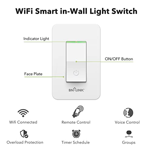 BN-LINK WiFi Smart in-Wall Light Switch, No Hub Required with Timer Function, White, Compatible with Alexa and Google Assistant, Neutral Wire Needed, 2.4 Ghz Network Only (4 Pack) | The Storepaperoomates Retail Market - Fast Affordable Shopping