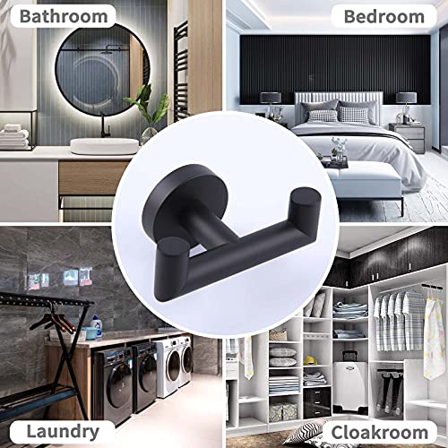 Double Towel Hook Matte Black, Angle Simple Stainless Steel Bathroom Robe Towel Holder, Hand Towel Hanger for Wall | The Storepaperoomates Retail Market - Fast Affordable Shopping