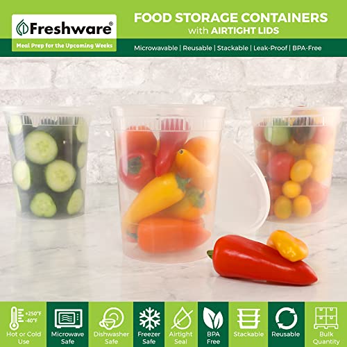 Freshware Food Storage Containers [24 Set] 32 oz Plastic Deli Containers with Lids, Slime, Soup, Meal Prep Containers | BPA Free | Stackable | Leakproof | Microwave/Dishwasher/Freezer Safe | The Storepaperoomates Retail Market - Fast Affordable Shopping