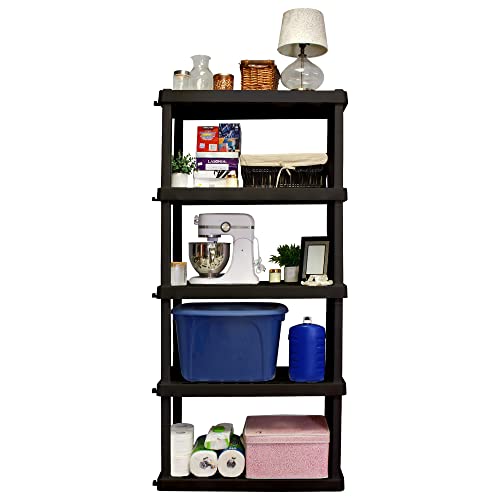 Oskar 5-Tier Storage Shelf, Interlocking Heavy Duty Shelving Unit, 750 lbs(‎18 x 36 x 73.8 inches), Multipurpose Organizer for Garage, Basement, Utility Shed, Workshop, Made in North America, Black | The Storepaperoomates Retail Market - Fast Affordable Shopping