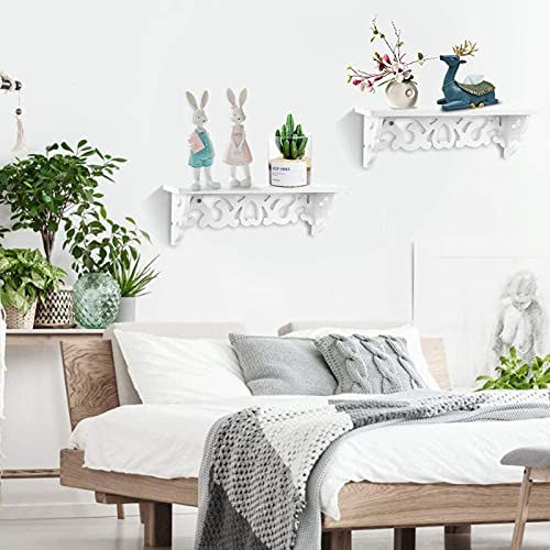 AYNEFY Floating Wall Shelves, Wall-Mounted Pierced Carved Display Holder 13inch Storage Shelves for Home Office Living Room Bedroom Bathroom White | The Storepaperoomates Retail Market - Fast Affordable Shopping