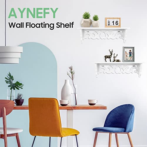 AYNEFY Floating Wall Shelves, Wall-Mounted Pierced Carved Display Holder 13inch Storage Shelves for Home Office Living Room Bedroom Bathroom White | The Storepaperoomates Retail Market - Fast Affordable Shopping