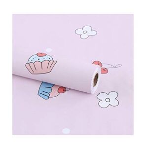 Yifasy Shelf Liner Cherry Cake Self-Adhesive Pink Drawer Paper Furniture Protector Redo Toddler Homeschooling Table Kids Toy Storage Box 118×17.7 Inch