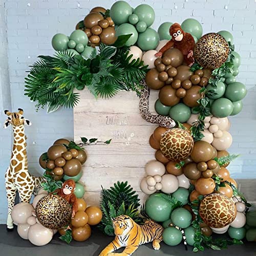 FuGuSe BaoWen QQLSafari Balloon Garland Arch Kit Olive Brown Coffee leopard print Birthday Decorations And Gold Baby Shower | The Storepaperoomates Retail Market - Fast Affordable Shopping