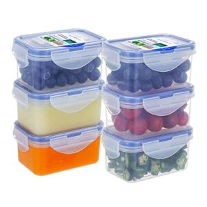 [6 Pack] 6.1OZ Airtight Plastic Food Storage Containers Set, Rectangular Small Storage Boxes, Microwave, Freezer and Dishwasher Safe