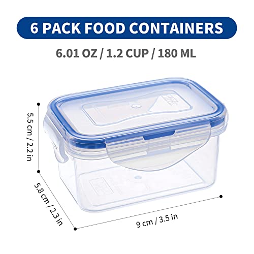 [6 Pack] 6.1OZ Airtight Plastic Food Storage Containers Set, Rectangular Small Storage Boxes, Microwave, Freezer and Dishwasher Safe | The Storepaperoomates Retail Market - Fast Affordable Shopping