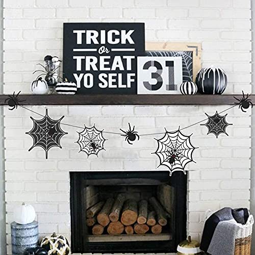 Cheerland Black Spider Web Garland for Halloween Party Decoration Hanging Spiderweb Decor Spider Banner Cobweb Banner Happy Halloween Eve Décor for Bday Birthday Home Office Classroom Party Supplies | The Storepaperoomates Retail Market - Fast Affordable Shopping