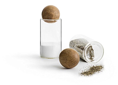 Sagaform Nature Collection Salt and Pepper Glass Salt & Pepper Shakers with Oak Stopper 4 1/2-Inch, Set of 2, Clear | The Storepaperoomates Retail Market - Fast Affordable Shopping