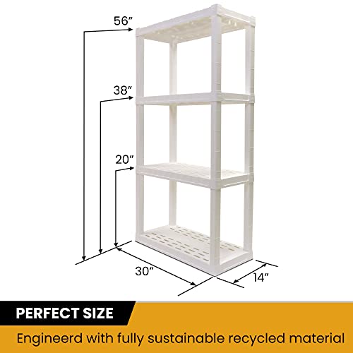 Oskar 4-Tier Storage Shelf, Heavy Duty Shelving Unit, 400 lbs(14 x 30 x 57 inches), Multipurpose Organizer for Garage, Laundry Room, Utility Shed, Workshop, Made in North America, White | The Storepaperoomates Retail Market - Fast Affordable Shopping