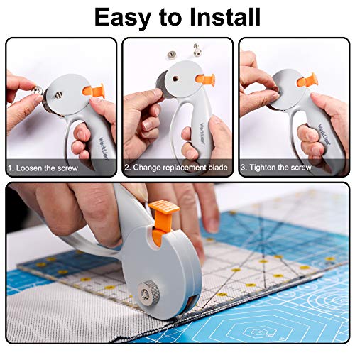 WORKLION 45mm Rotary Cutter for Fabric:Safety Lock with Ergonomic Classic Comfortable Handle Suitable for Crafting Sewing Quilting Crafts Includes Extra 5pcs 45mm Replacement Blade | The Storepaperoomates Retail Market - Fast Affordable Shopping