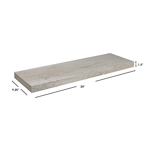 Home Basics Rectangle Floating Wood Shelf for Living Room, Bedroom, Bathroom, Kitchen, Trendy Modern Home Décor Organization, 24″ Long, Grey | The Storepaperoomates Retail Market - Fast Affordable Shopping