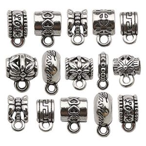 100 pcs Clasp Bail Beads Charms ,Bail Tube Beads, Loose Spacer Bead ,Bead Hanger Charm for Jewelry Making DIY Necklace Bracelet (M611)