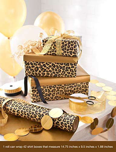 American Greetings Reversible Wrapping Paper, Leopard and Gold (1 Jumbo Roll, 175 sq. ft.) | The Storepaperoomates Retail Market - Fast Affordable Shopping