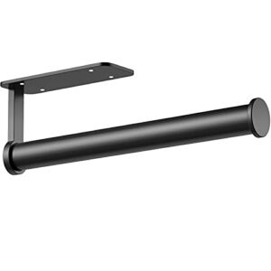 Paper Towel Holder Wall Mount, KeeGan 13 Inch Black Paper Towel Holder Self Adhesive Paper Towel Holder Under Cabinet with Screws, Vertically or Horizontally (Black)