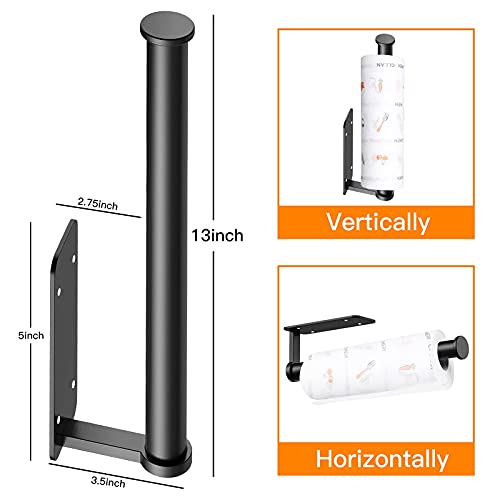 Paper Towel Holder Wall Mount, KeeGan 13 Inch Black Paper Towel Holder Self Adhesive Paper Towel Holder Under Cabinet with Screws, Vertically or Horizontally (Black) | The Storepaperoomates Retail Market - Fast Affordable Shopping
