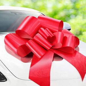 Zoe Deco Big Car Bow (Red, 30 inch), Gift Bows, Giant Bow for Car, Birthday Bow, Huge Car Bow, Car Bows, Big Red Bow, Bows for Gifts, Christmas Bows for Cars, Big Gift Bow, Party Bow