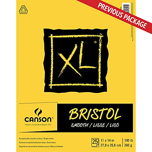 Canson XL Series Bristol Pad, Heavyweight Paper for Ink, Marker or Pencil, Smooth Finish, Fold Over, 100 Pound, 11 x 14 Inch, Bright White, 25 Sheets | The Storepaperoomates Retail Market - Fast Affordable Shopping